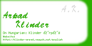 arpad klinder business card